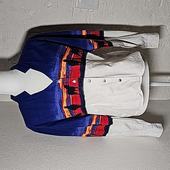 VTG Wrangler Blouse Top Shirt Button Down Longsleeve Horse Sunset Western L - Picture 3 of 16